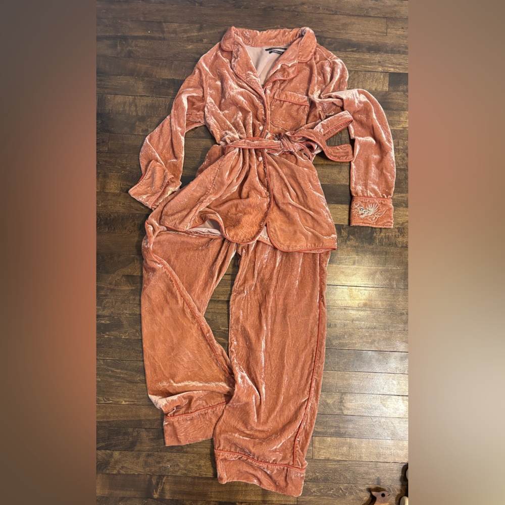 Scotch & Soda Maison Scotch Velvet Lounge/ Pyjama Set in Rust